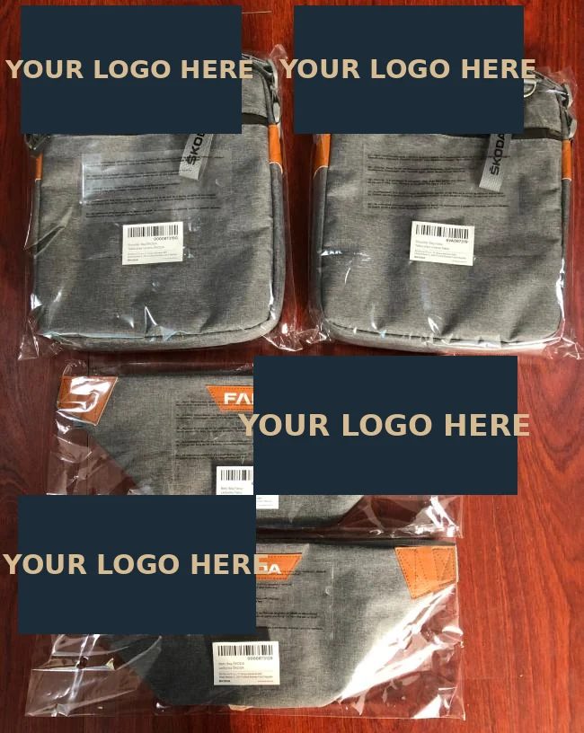 Small grey bags individually packed in clear bags with barcode labels
