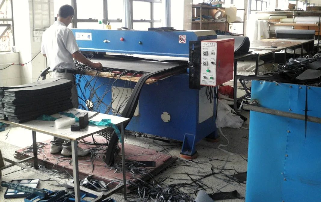 Pattern and panels at the Feima bag factory, Jinhua China
