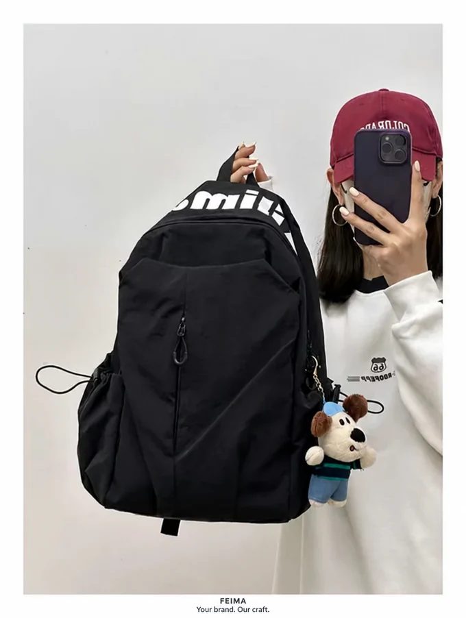Backpack with a Tall Vertical-Zip Front Pocket FF-222 by Feima Bag