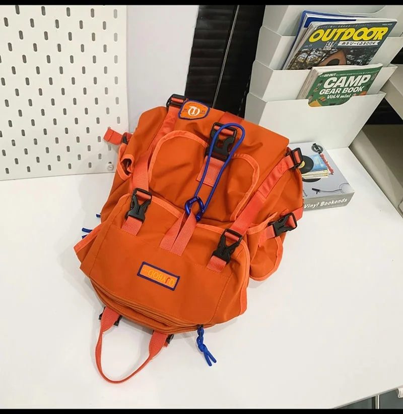 Flap Backpack with Buckle Pockets and Contrast Cords FF-226 by Feima Bag