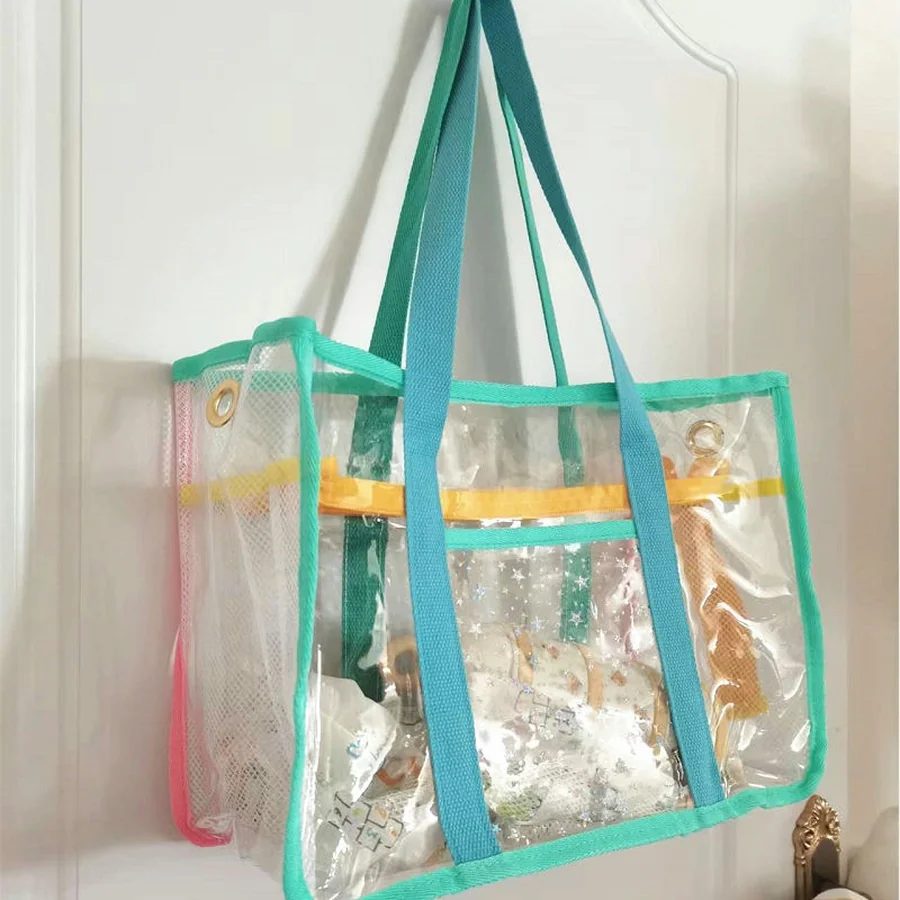 Clear Front Beach Tote with Mesh Sides FB-017 by Feima Bag