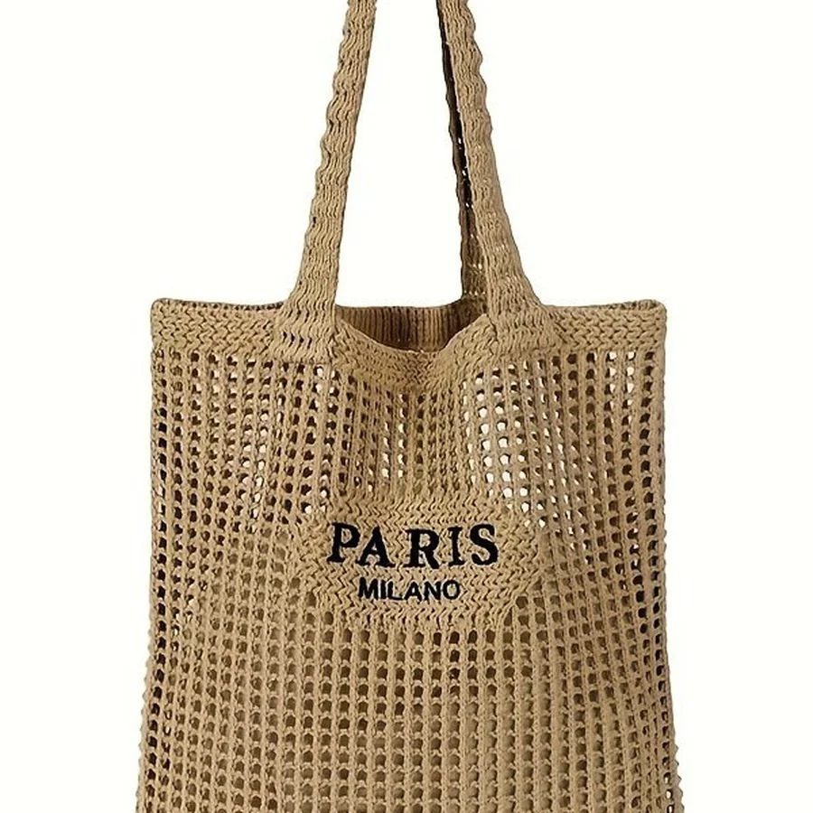 Knit Beach Tote with Front Lettering FB-025 by Feima Bag