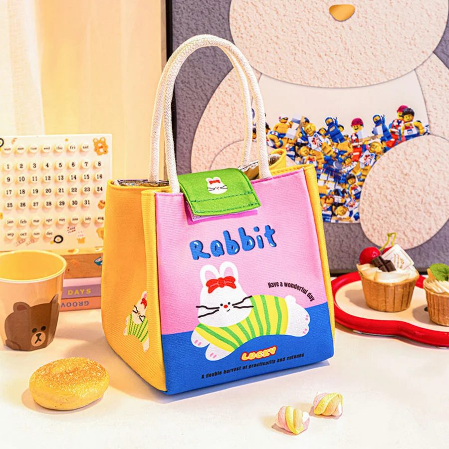 Illustrated lunch tote with rope handles FK-072 by Feima Bag