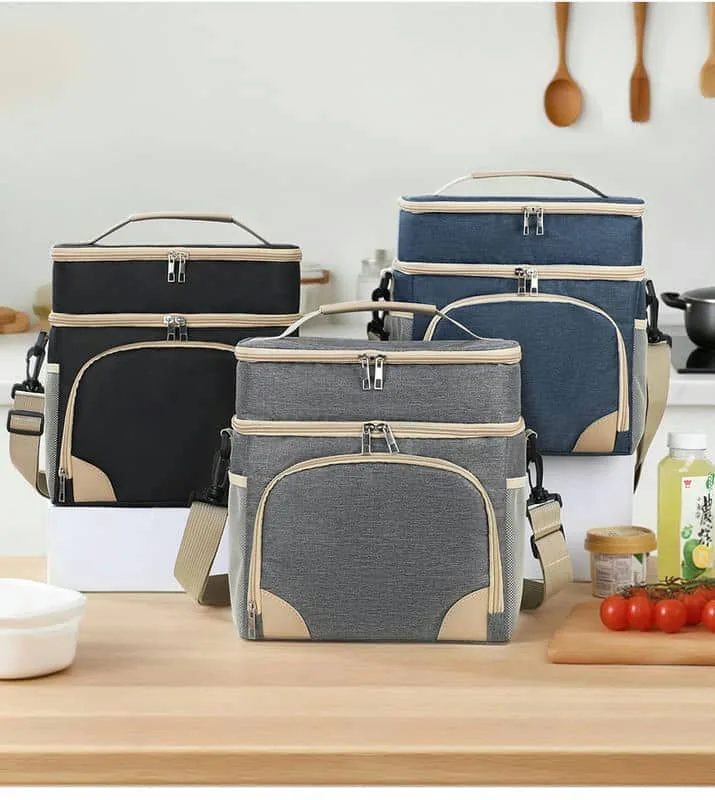 Two-Level Lunch Bag with Contrast Zip Trim FK-085 by Feima Bag