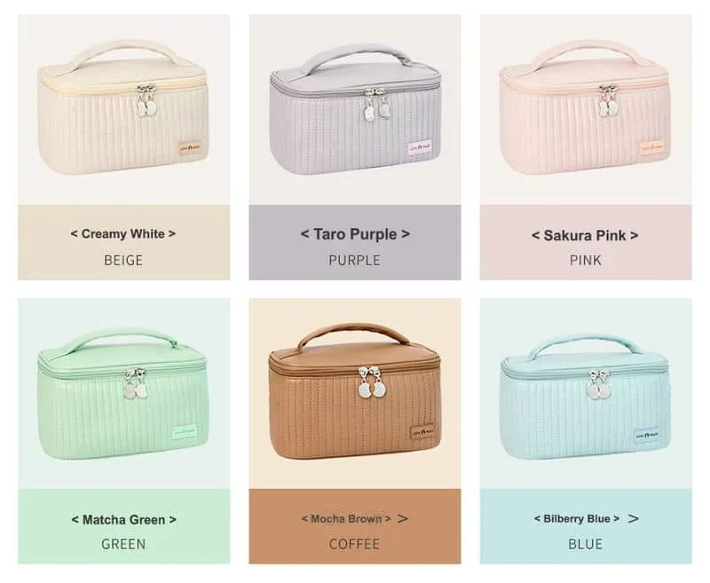 Stitched PU Cosmetic Case with Top Handle FJ-066 by Feima Bag