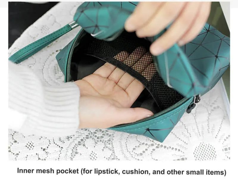 Geometric cosmetic pouch with a side loop FJ-089 by Feima Bag