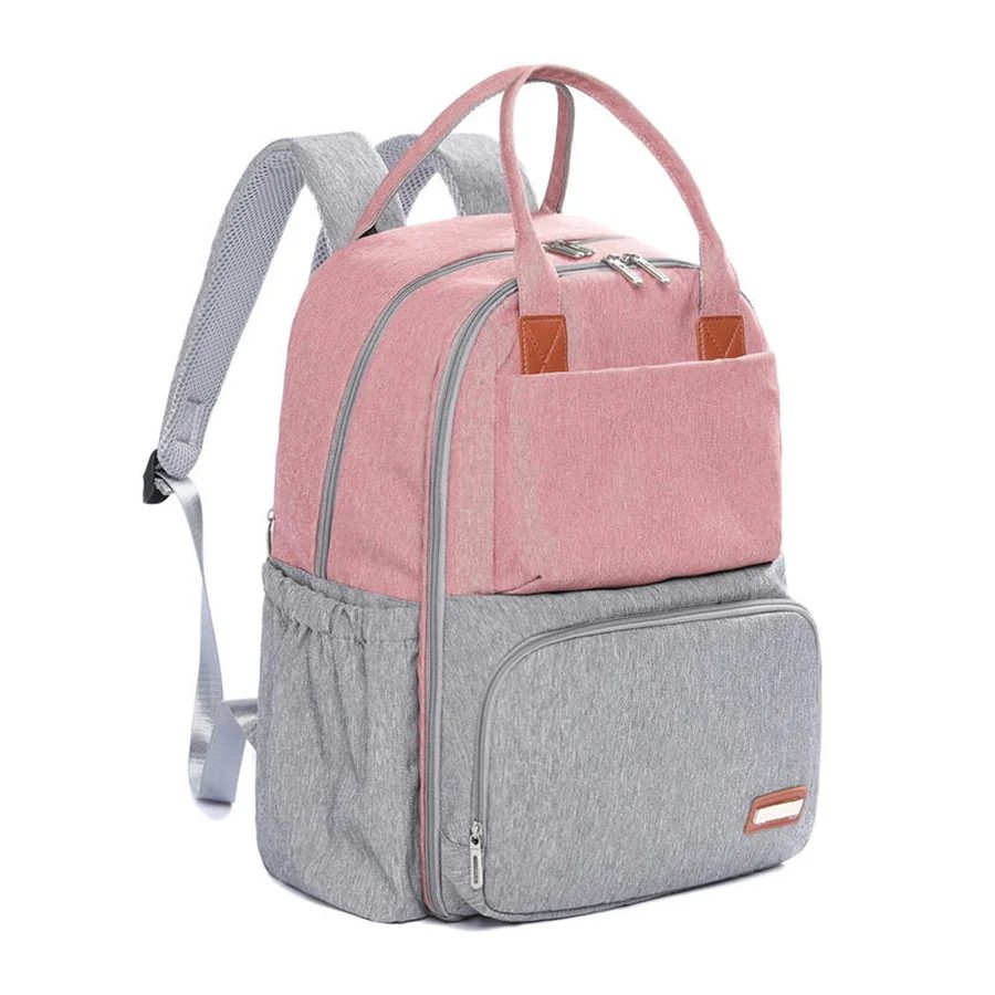 Two-Tone Diaper Backpack with Layered Front Pockets FM-001 by Feima Bag