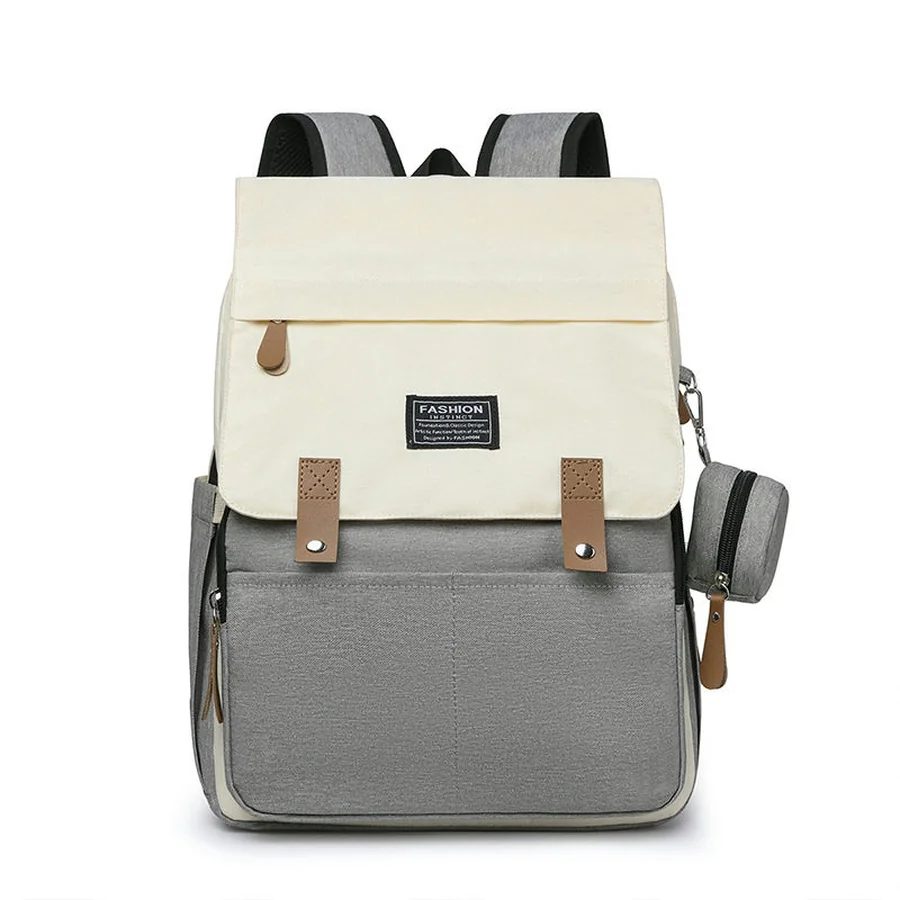 Two-tone diaper backpack with upper flap FM-045 by Feima Bag