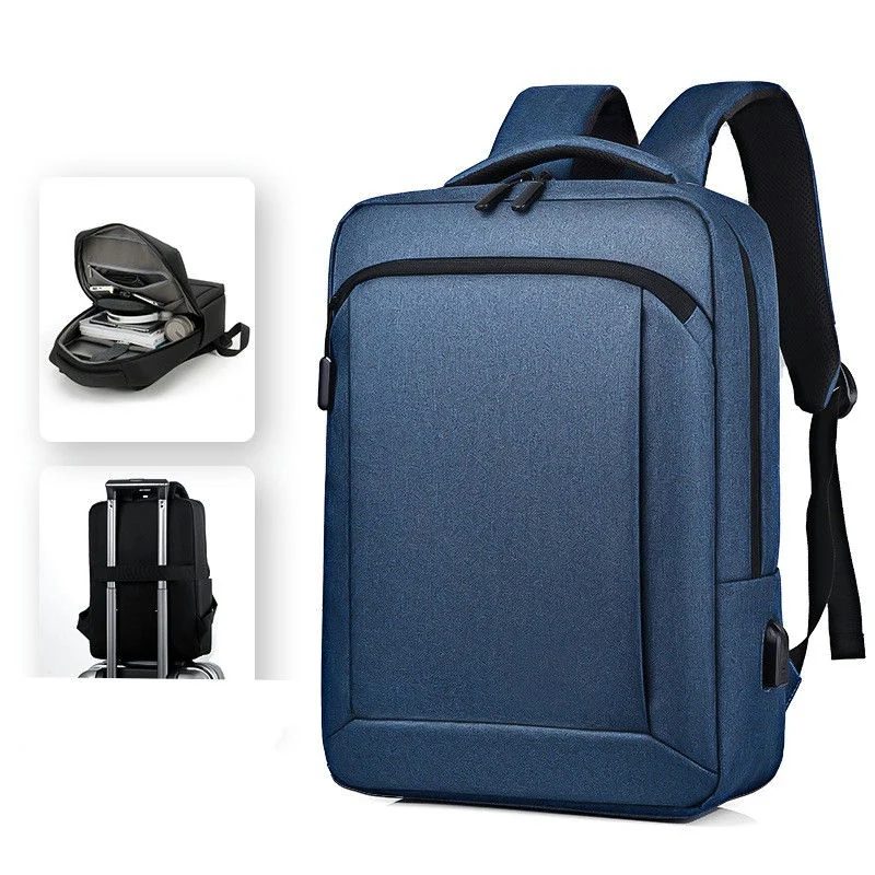 Rectangular Laptop Backpack with Curved Front Zip FD-046 by Feima Bag