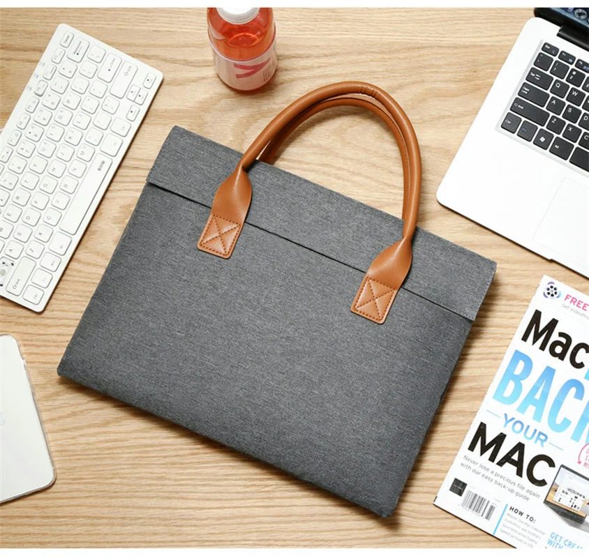 Fabric Work Bag with Upper Flap and Tan Handles FD-053A by Feima Bag