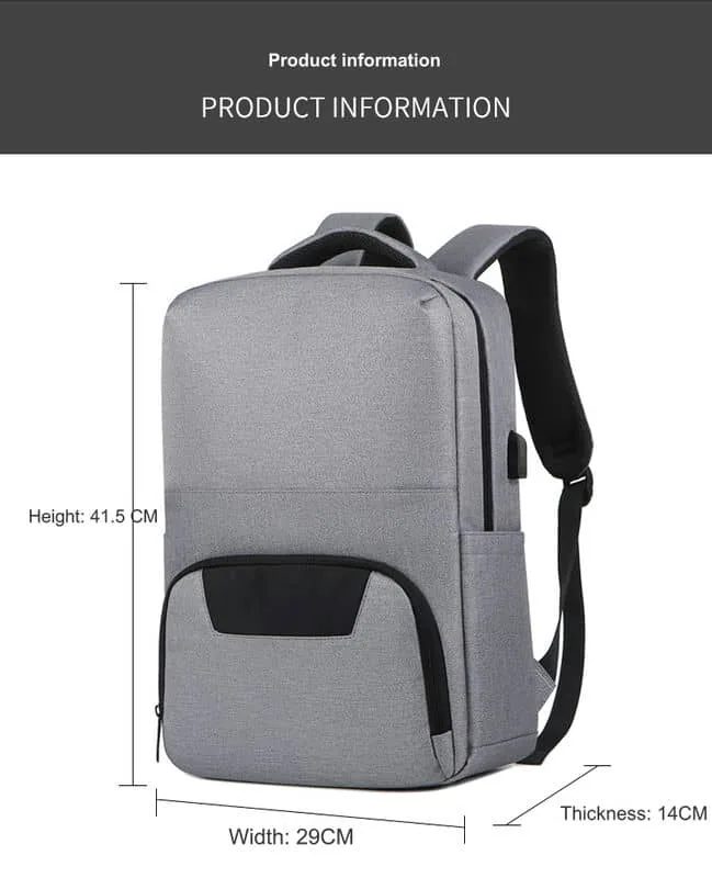 Grey Backpack with Shaped Front Pocket FD-091 by Feima Bag