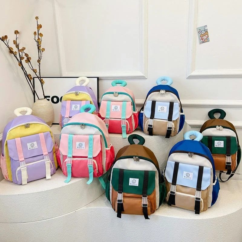 Colour-block school backpack with buckle straps FG-105 by Feima Bag