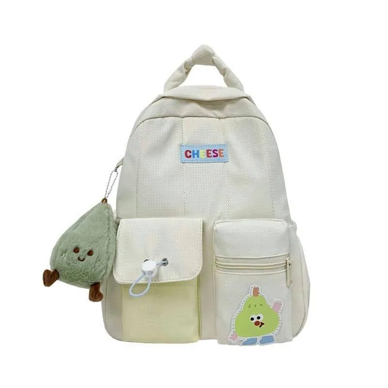 Cream Kids Backpack with Plush Charm FG-153 by Feima Bag