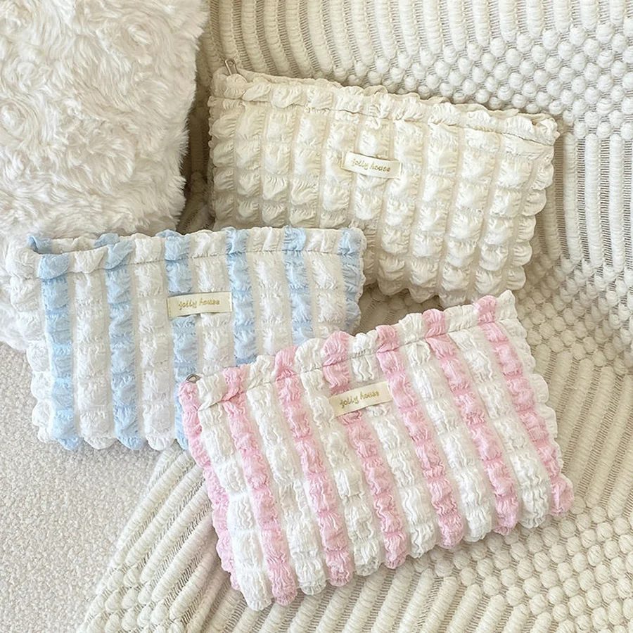Textured Zip Pouch with Raised Stripes FBB-010 by Feima Bag