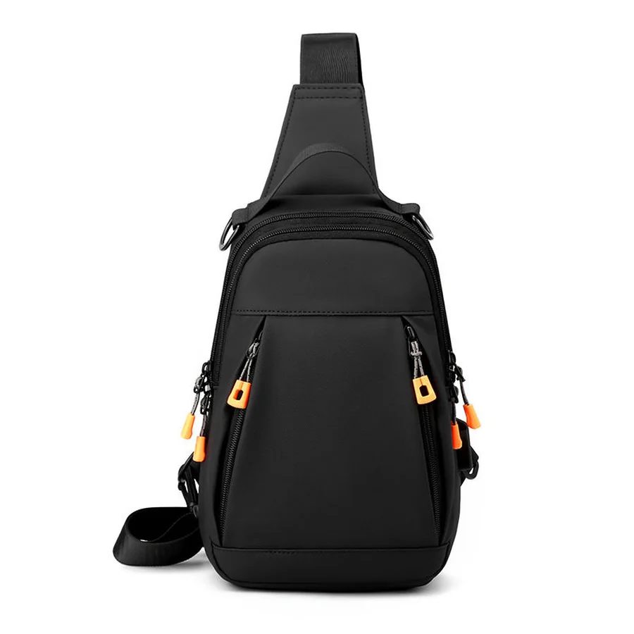 Sling Bag with Angled Front Zips and Orange Pullers FE-145 by Feima Bag
