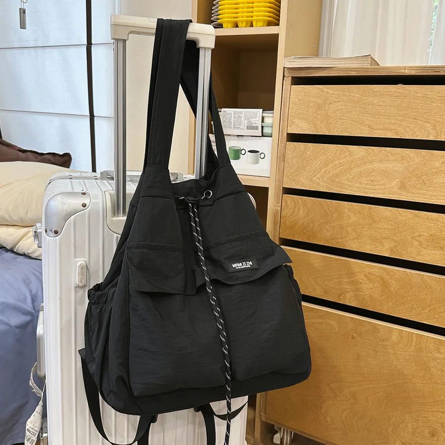 Convertible Drawstring Tote with Twin Front Flaps FE-163 by Feima Bag