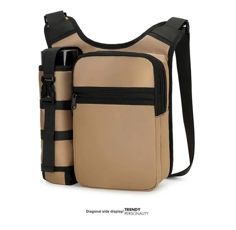 Shoulder Bag with Buckled Bottle Sleeve and Front Zip Pouch FE-167 by Feima Bag