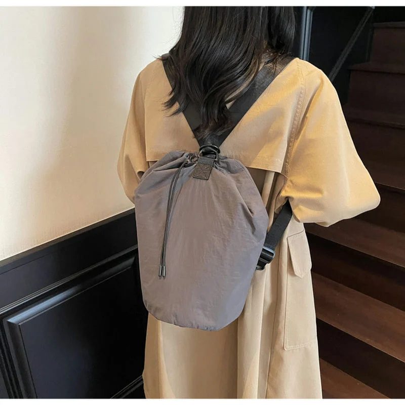 Drawstring Bucket Backpack with Broad Webbing Straps FS-027 by Feima Bag