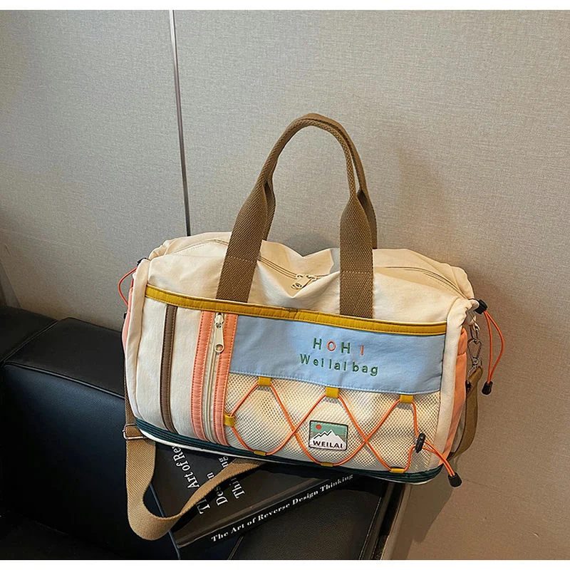 Colour-Block Sports Tote with Mesh Front Panel FS-030 by Feima Bag