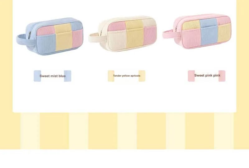 Colour Block Corduroy Zip Pouch FJ-084A by Feima Bag