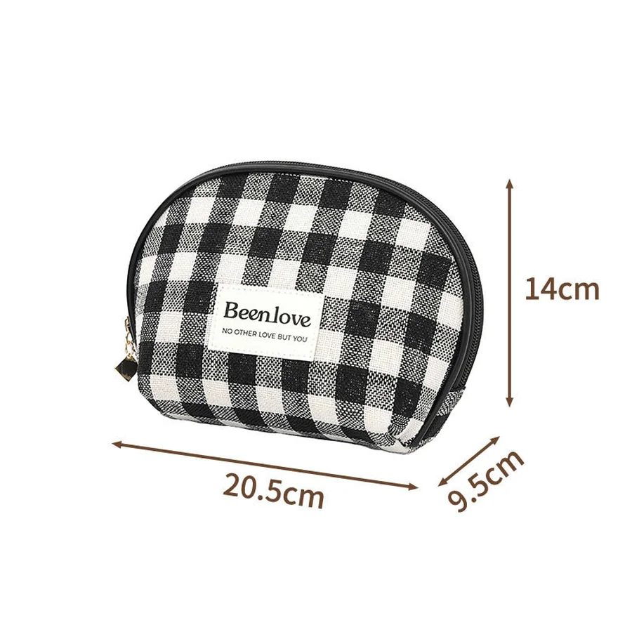Gingham Storage Pouch with Curved Zip FJ-086A by Feima Bag