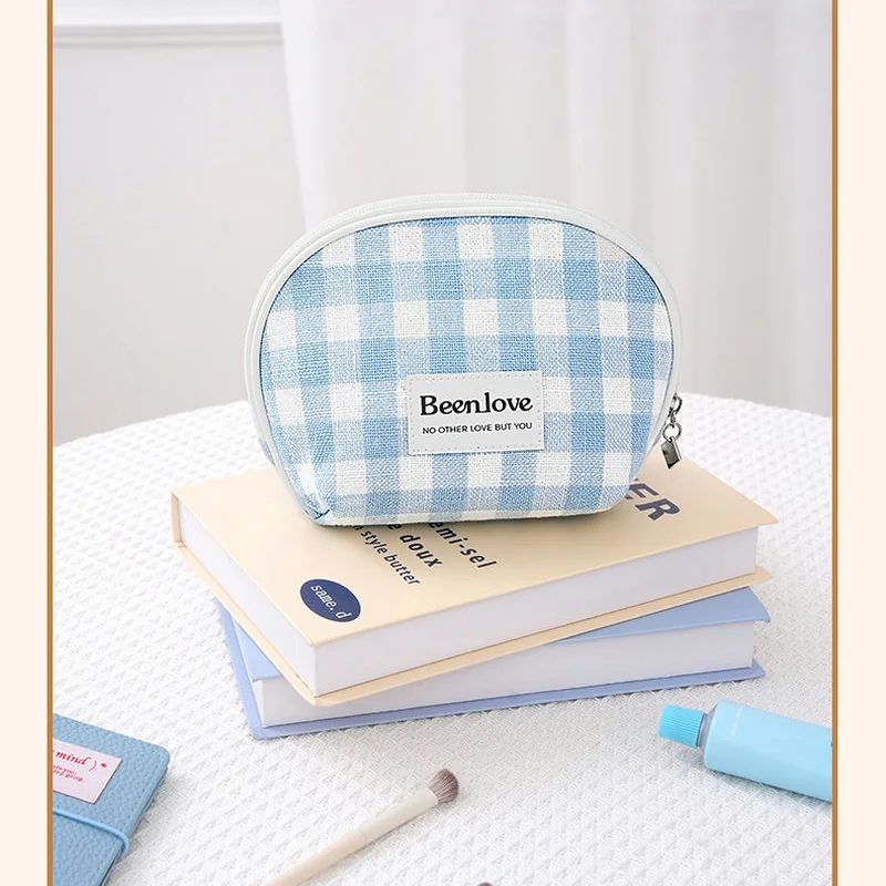 Gingham Storage Pouch with Curved Zip FJ-086A by Feima Bag