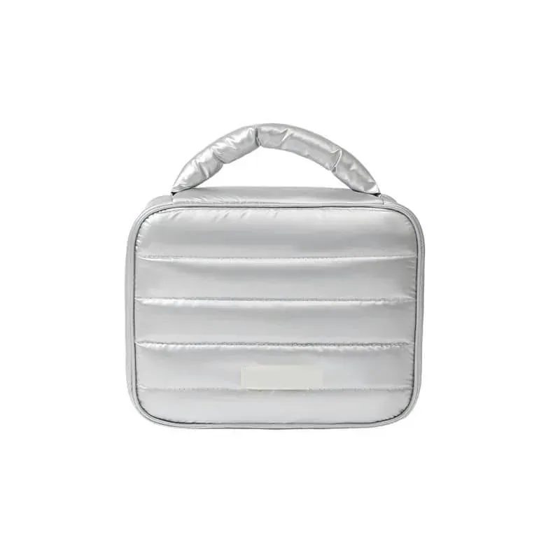 Silver Quilted Cosmetic Zip Pouch FJ-093A by Feima Bag