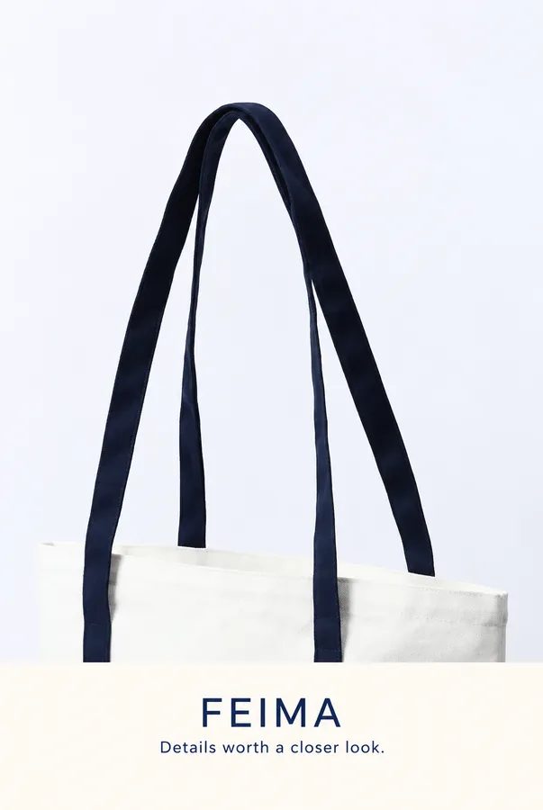 Canvas Tote with Dark Trim and Outer Pocket FH-081 by Feima Bag