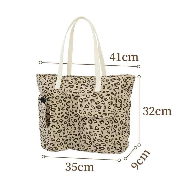 FH-099 — Вельветовый шоппер с леопардовым принтом — Feima Bag
